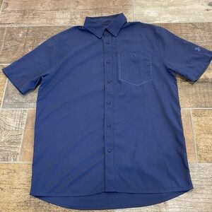 Under Armour Mens Blue HeatGear Fitted Short Button Front Short Sleeve Shirt M